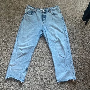 High rise button fly jeans